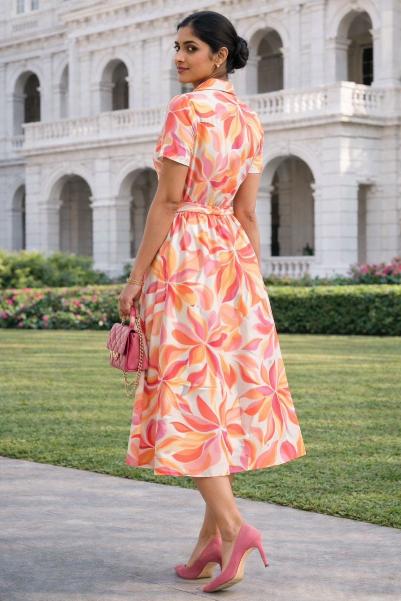 More Fashion Women’s Printed Midi Dress with Trendy Western Wear