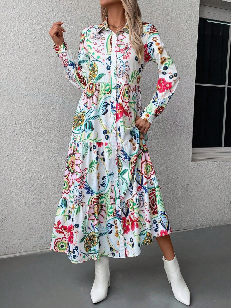 πΈ Vibrant Printed Button-Down Maxi Dress πΌ
