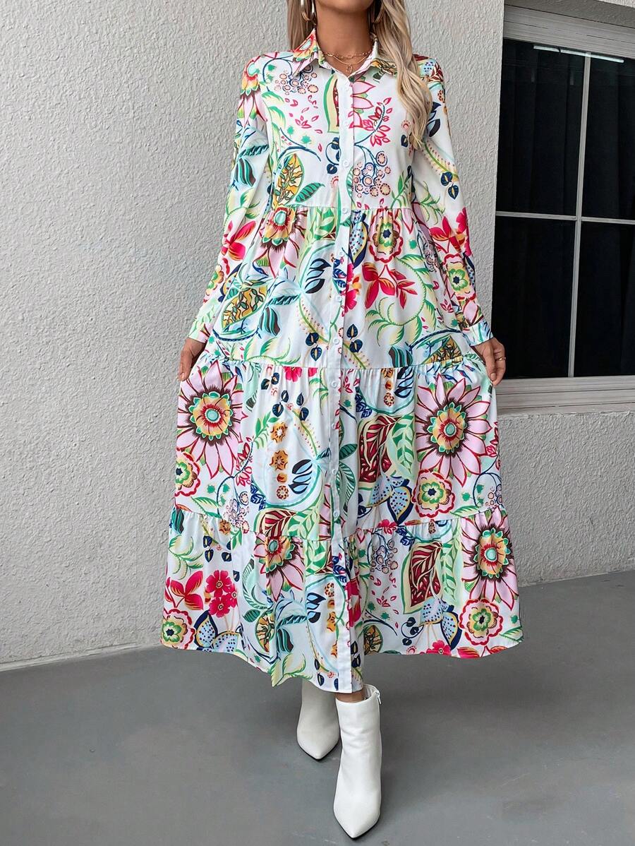 πΈ Vibrant Printed Button-Down Maxi Dress πΌ