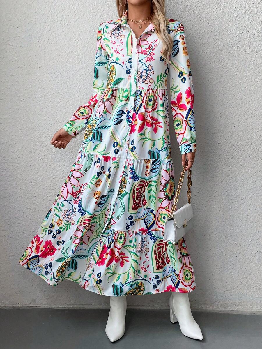 πΈ Vibrant Printed Button-Down Maxi Dress πΌ