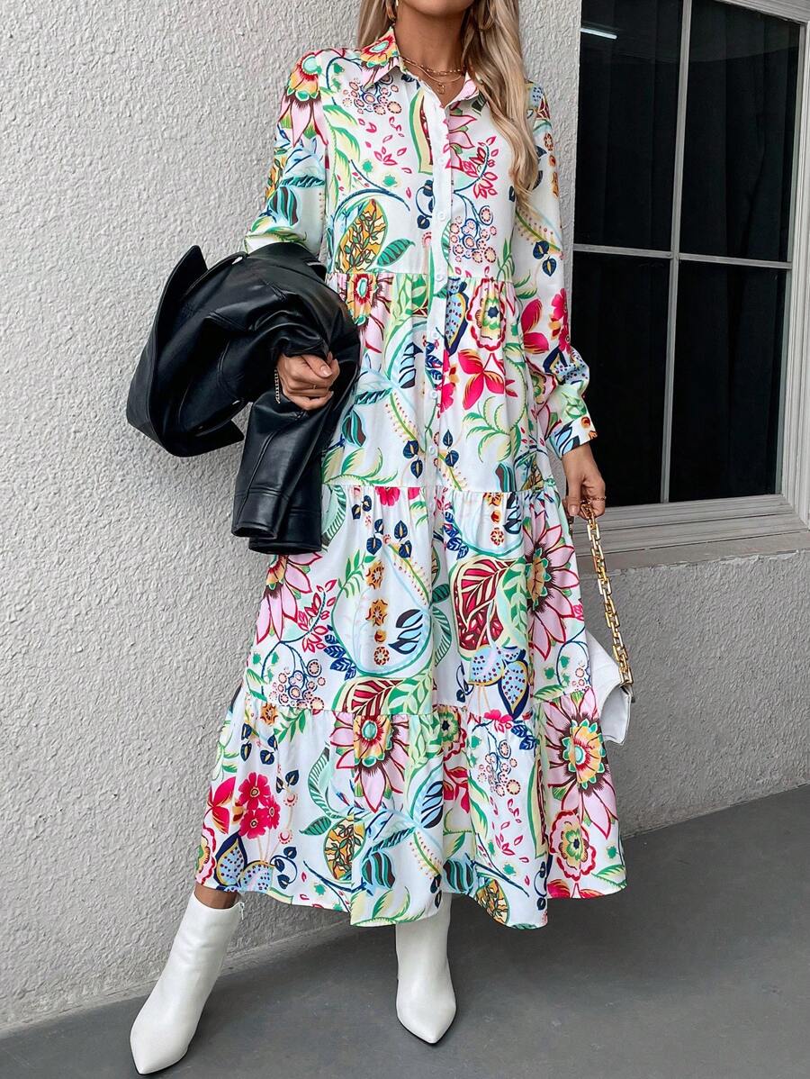 πΈ Vibrant Printed Button-Down Maxi Dress πΌ