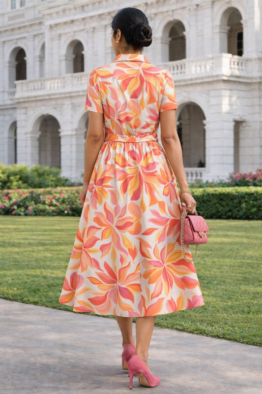 More Fashion Women’s Printed Midi Dress with Trendy Western Wear