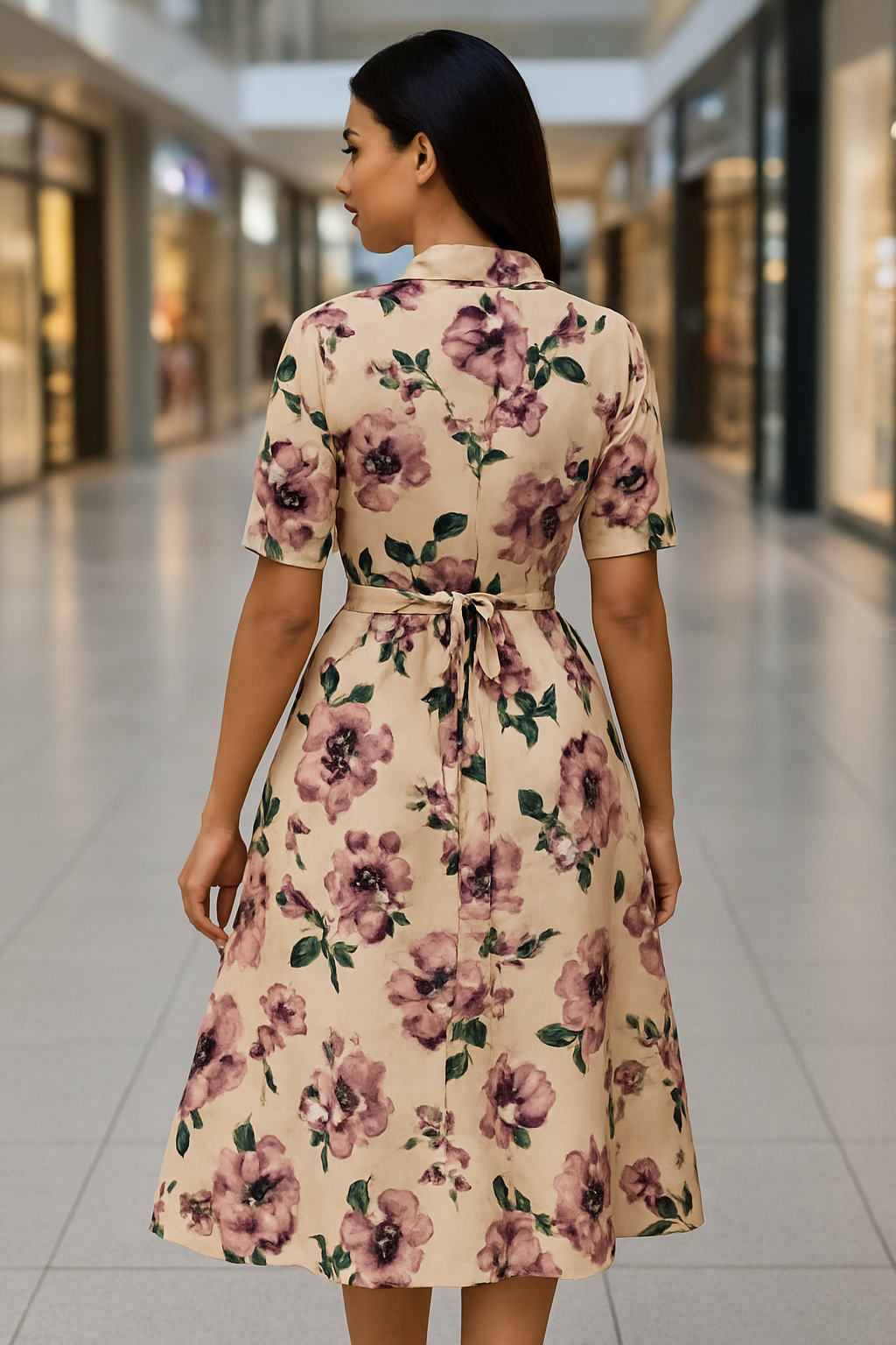 Elegant White & Pink Floral Print Rayon Maxi Shirt Dress with Belt – Casual & Party Wear
