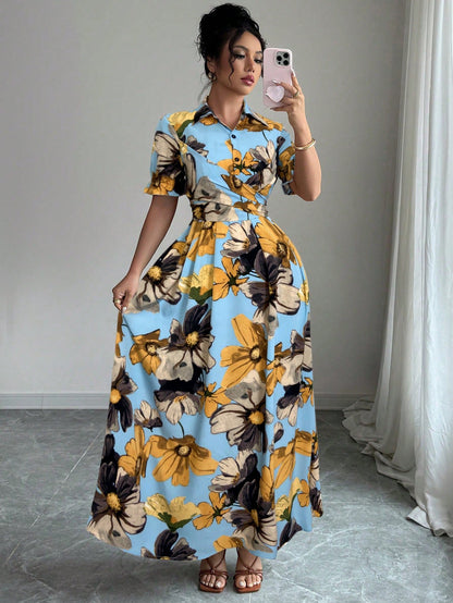 🌸 Floral Breeze Button-Down Maxi Dress 🌸