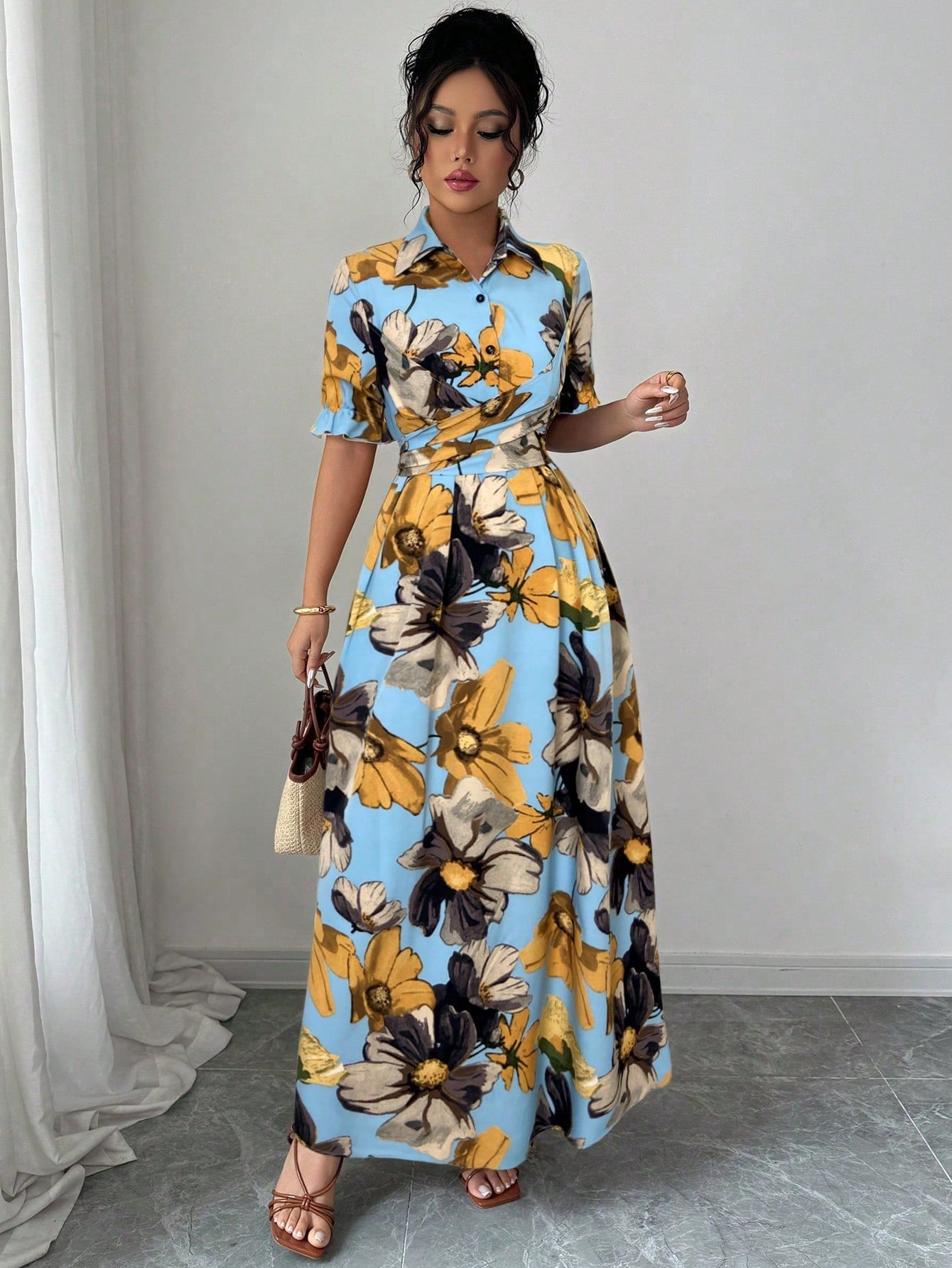 🌸 Floral Breeze Button-Down Maxi Dress 🌸